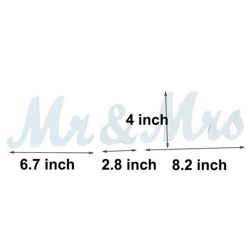 Amajoy Small Vintage Mr & Mrs White Wooden Letters Wedding Stand Sign Stand Figures Decor Wedding Present Home Decoration - Image 2